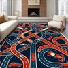 Kids Fun Traffic Road Map Area Rug Cartoon City Intersection Cars Traffic Lights Play Mat Non-Slip Floor Carpet for Playroom