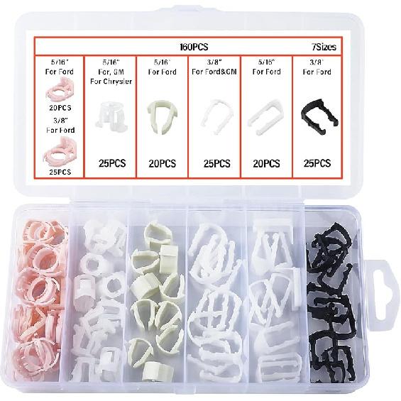 70PCS Car Fuel Line Clips,7 Size Nylon Fuel Line Repair Kit Replacement 3/8" & 5/16" Fuel Line Clamp,Durable Fuel Hose Retainer Clips Compatible With