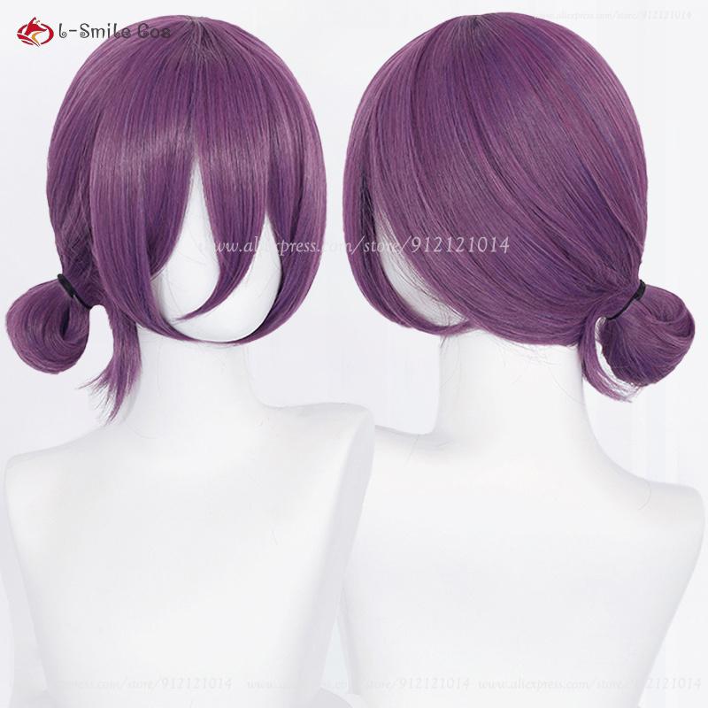 Anime Rezee Cosplay Paruka 45cm Fialová Paruka s Chokerem Anime Cosplay Kostým Dámské Rezee Paruky Tepelně Odolné Syntetické Vlasy