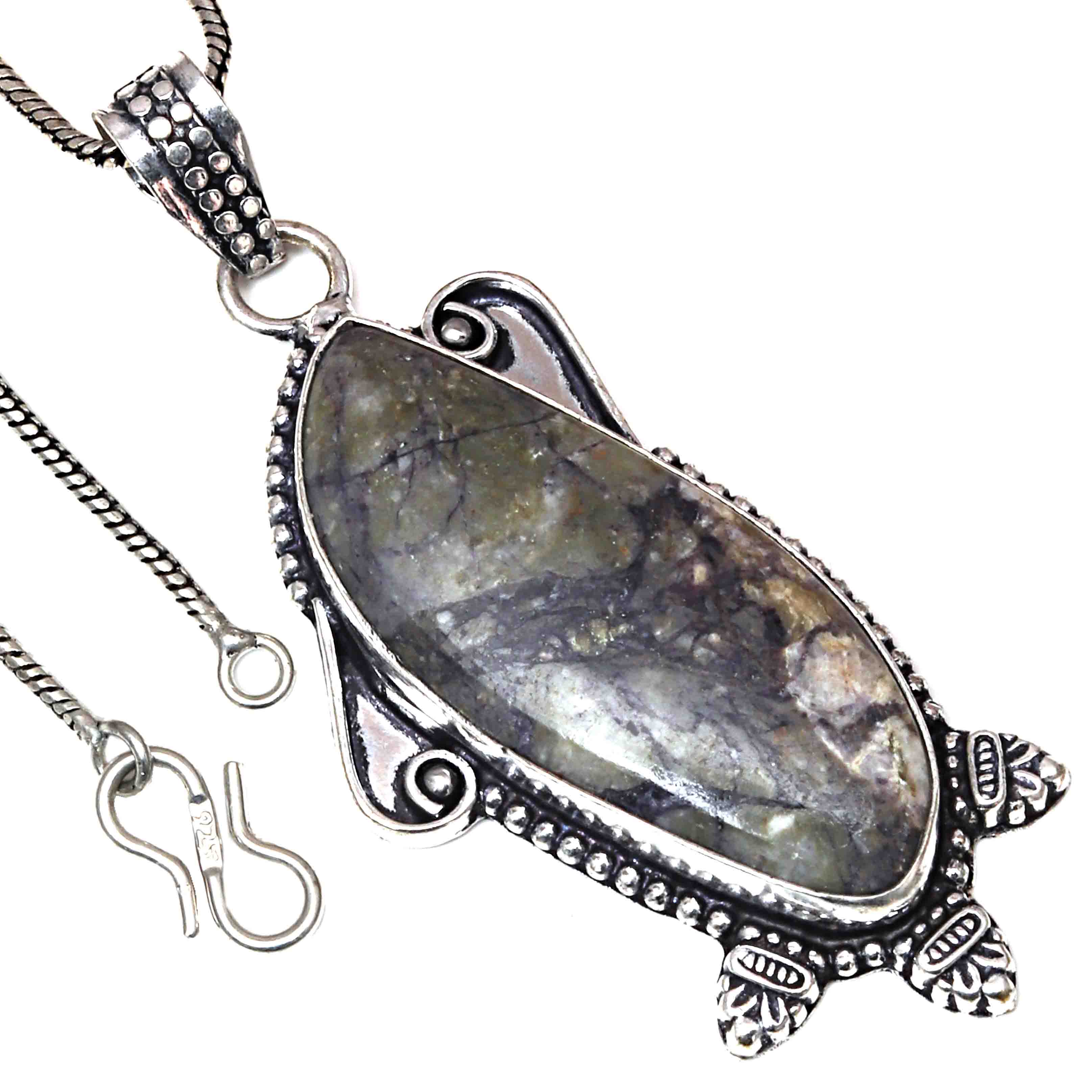 

Pendant Cheroite Gemstone Handicraft Valentine Day Gift Silver Jewelry 2