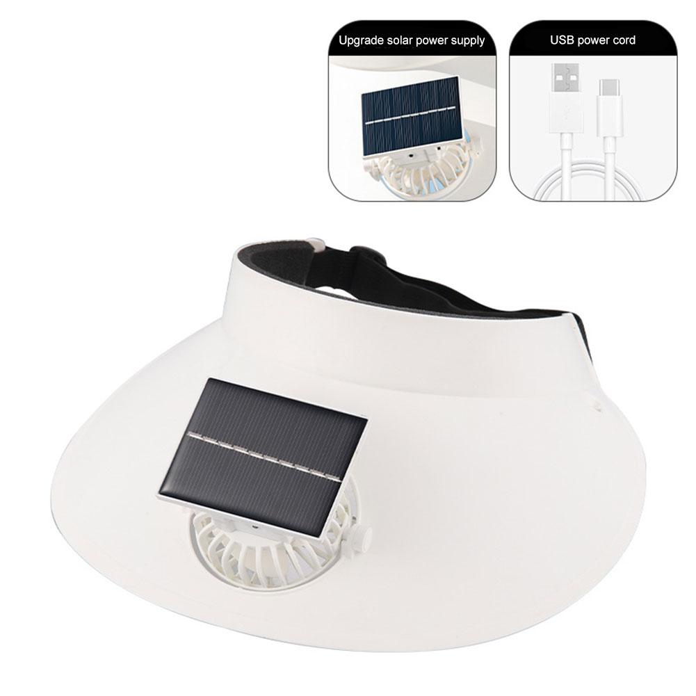 Summer Sun Visor Hat with Fan Three Temp Settings Empty Top Cap Breathable Cooling Fan Hat for Sun Protection and Outdoor