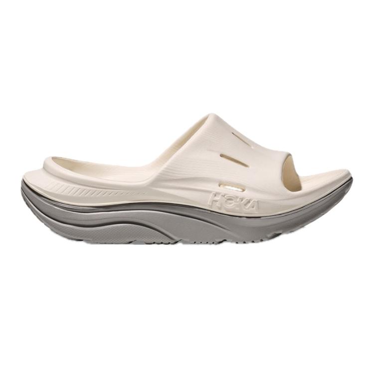 HOKA ONE ONE Ora Recovery Slide 3 Comfortable Odor Resistant Slide Slippers Unisex White Gray 1135061-ATRS