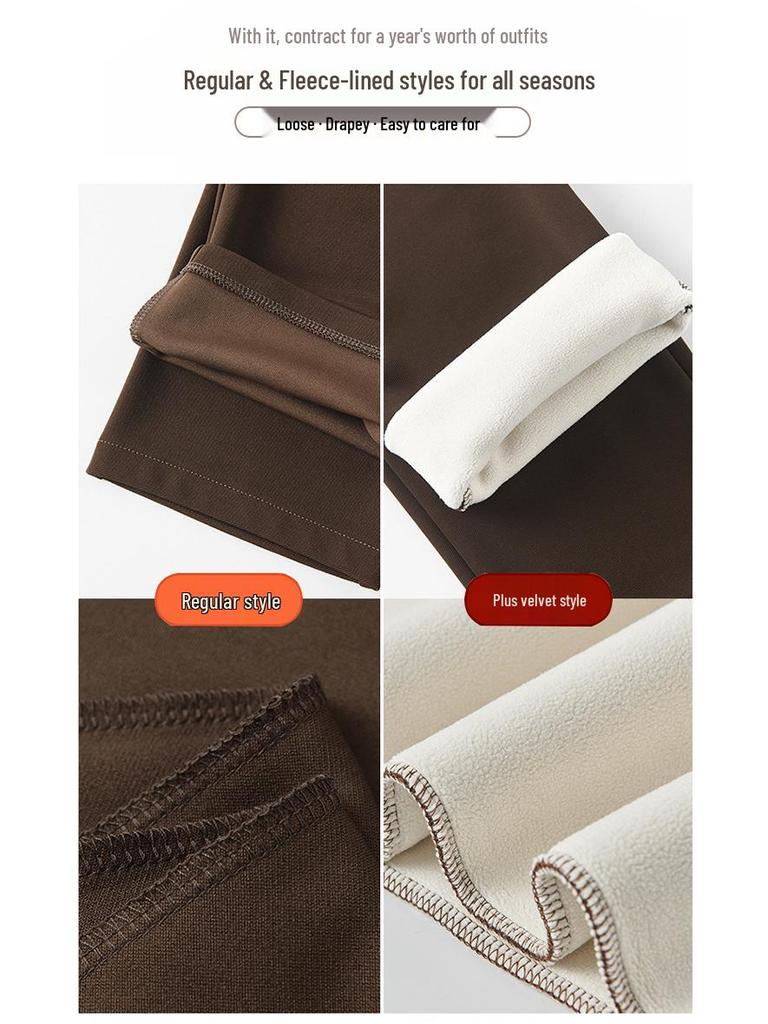 Warm High-Waist Velvet Pants for Middle-Aged and Elderly Women - Autumn/Winter Straight-Leg Style