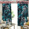 2D FLAT PRINTING 2pcs Curtains (Without Rod) Wolves with Blue Roses Popular Minimalist Curtains Machine Washable Fabric Curtains