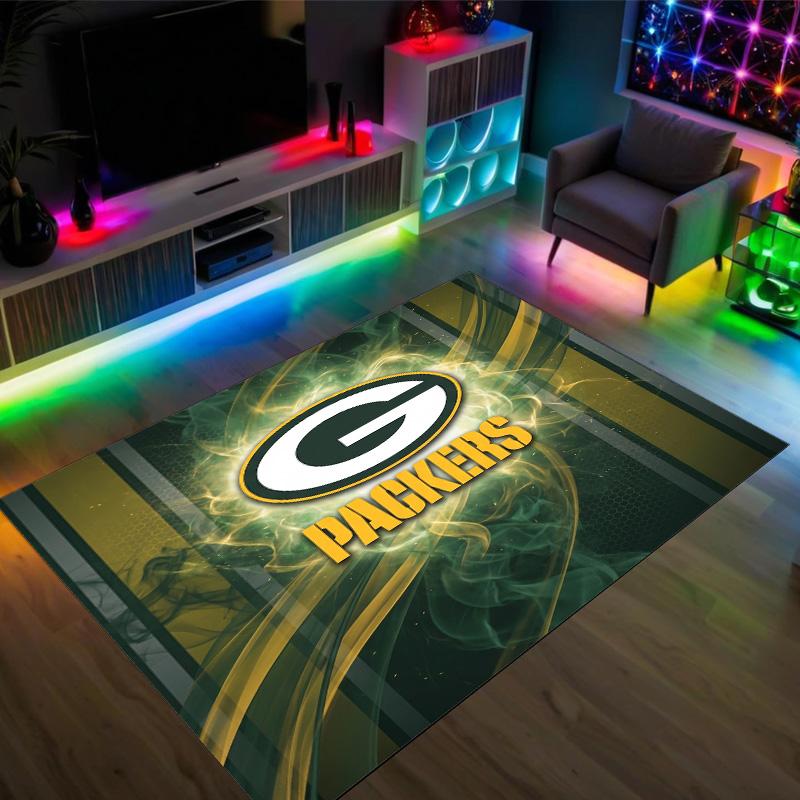 Green Bay Packers Design Crystal Velvet Carpet Cozy Non?Slip Printed Rug For Bedroom Living Room Entrance
