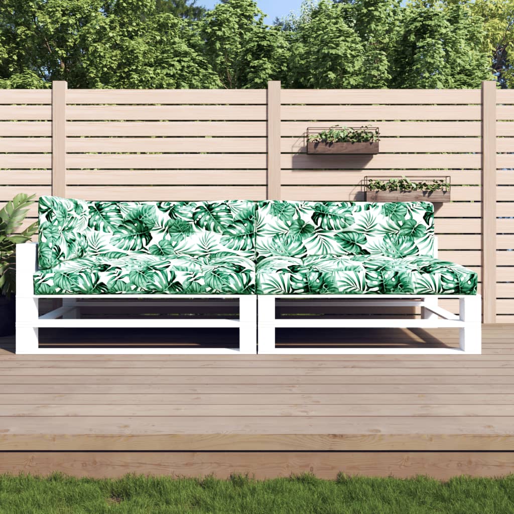 5 Piece Pallet Cushions with Leaf Pattern Fabric