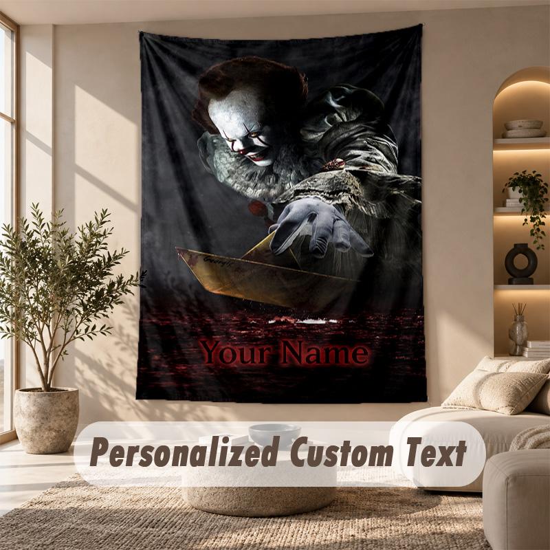 Tapestry Custom Name Text, Wall Hanging Tapestry Home Room DecorIT Pennywise