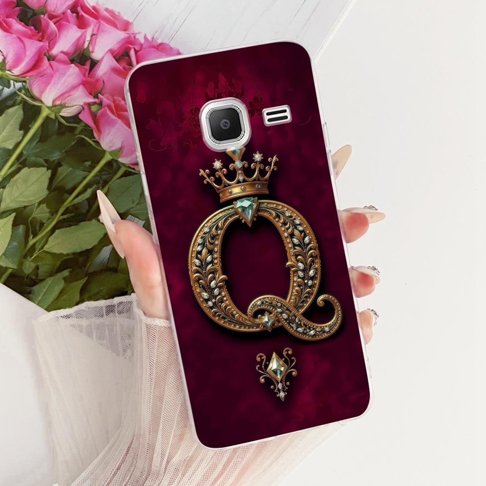 Clear For Samsung J1 mini Case Cover Luxury Crown A-Z Letter 2D Painted Soft Casing For Samsung Galaxy J1 mini SM-J105B SM-J105H
