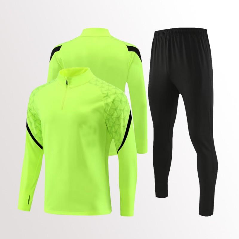 Mens Womens Soccer Training Kit Set Long Sleeve Half-Zip Hoodie Sports Jersey Uniform Breathable Quick-Dry