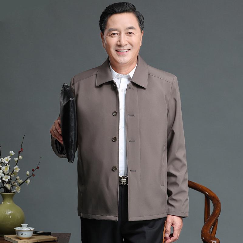Men's Cotton-Padded Jacket for Dad: Spring & Autumn Button-Up for Middle-Aged & Elderly