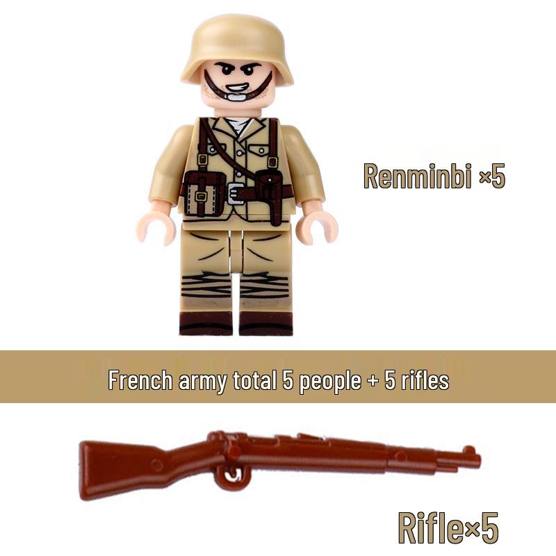 Compatible Lego WWII Military Minifigures: US Army Soldiers with Weapons - Educational Assembly Toys for Boys