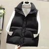 Women Quilted Vest Sleeveless Puffer Gilet Lapel Collar Loose Short Warm Winter Waistcoat Outerwear for Students