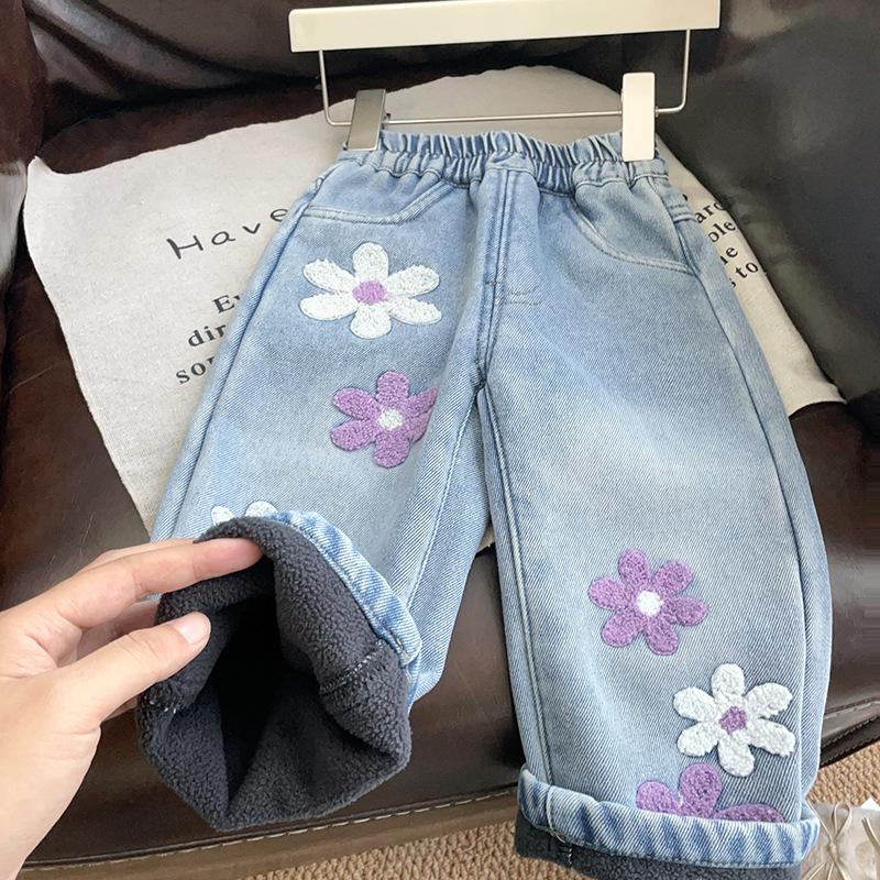 Tvättade Mjuka Denimbreda Byxor för Flickor - Mångsidiga Casual Långbyxor (2026)