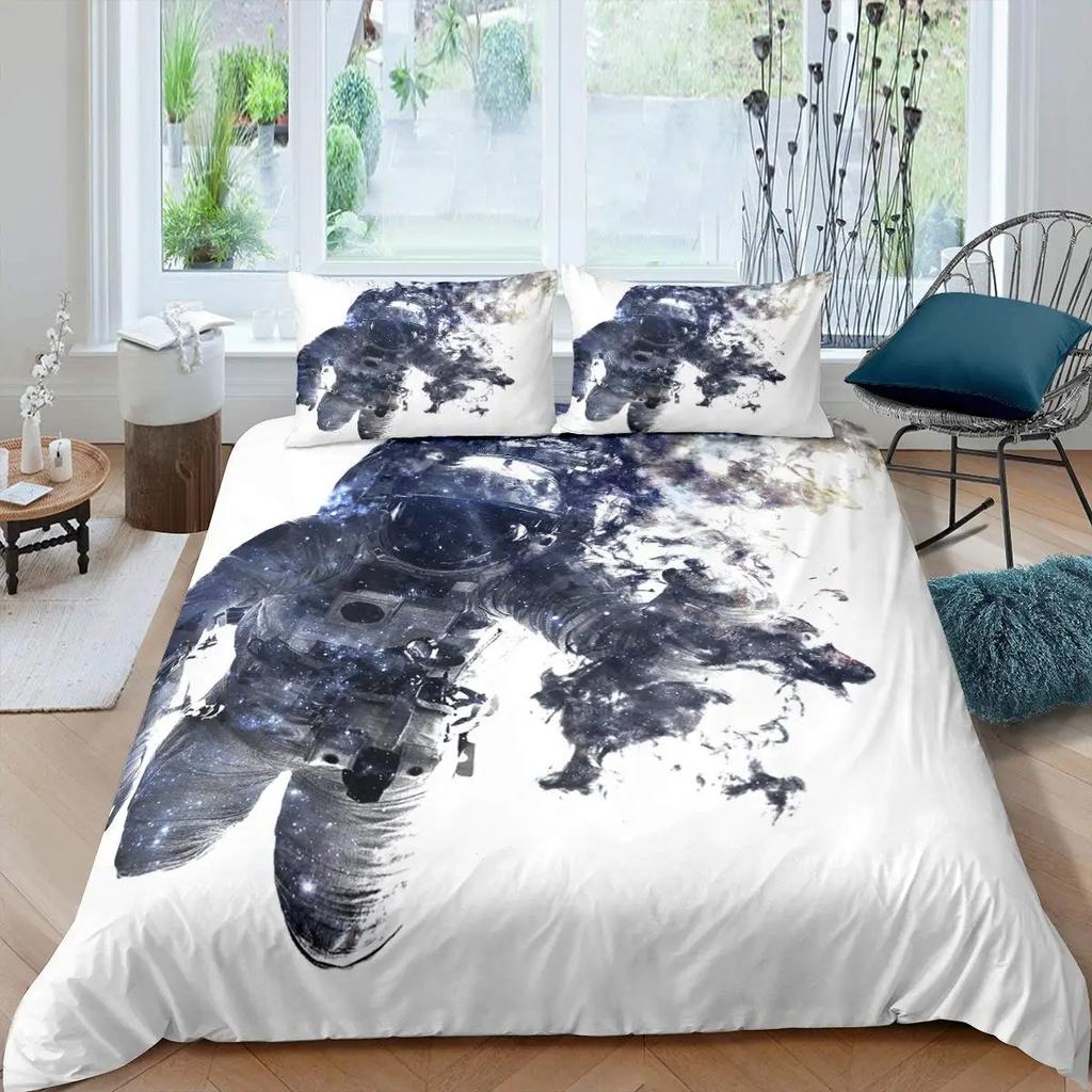 Astronaut Duvet Cover Set Queen Size, Outer Space Bedding Set 3pcs for Kids Girls Adults,Comforter Cover Soft with 2 Pillowcases
