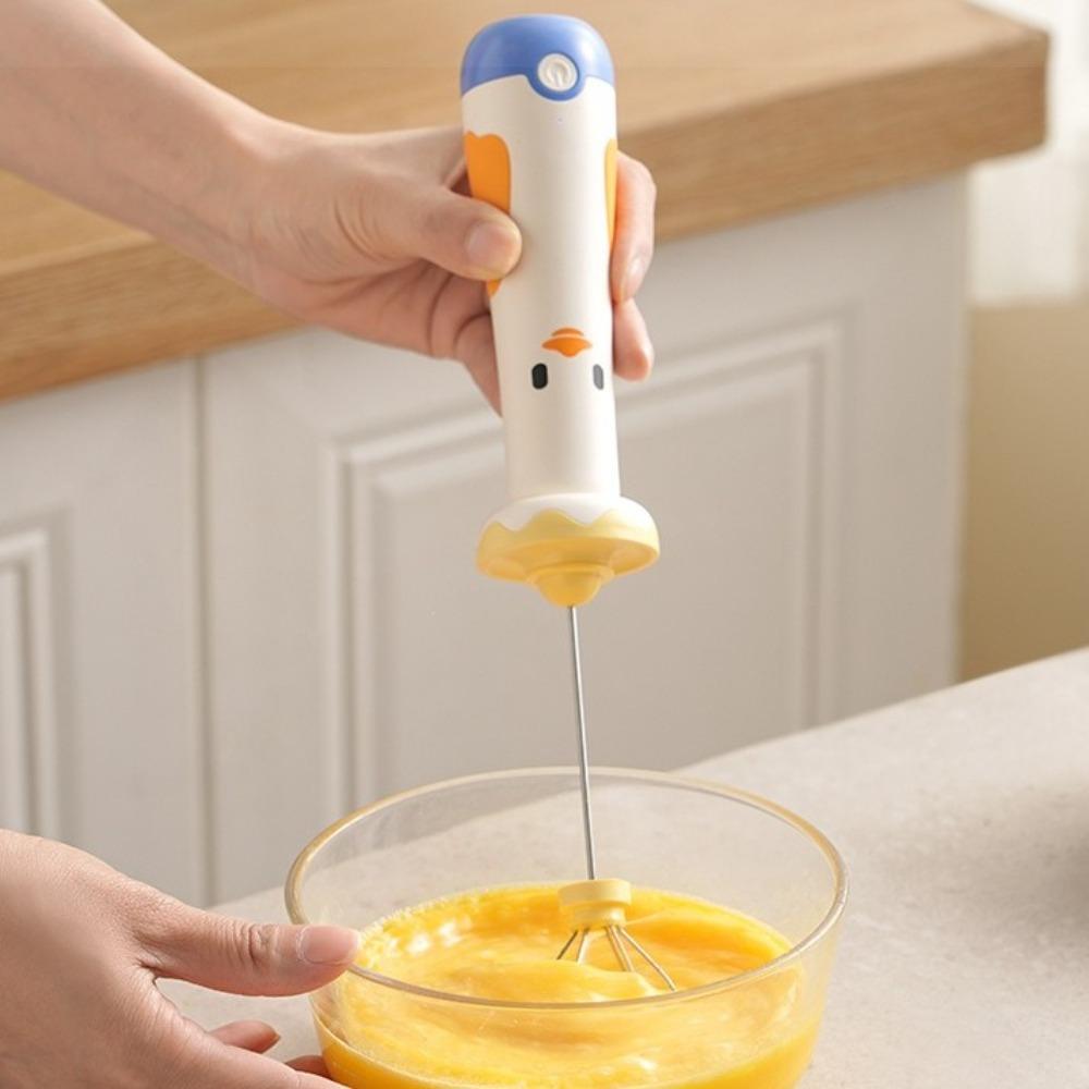 Cartoon USB Wireless Electric Whisk Stainless Steel Hand Blender Multi-Use Egg Beater Baking