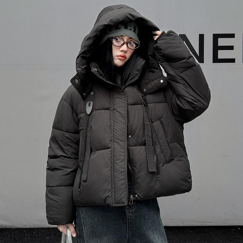 European short cotton-padded women's winter new coffee fashion hooded thickened bread jacket jacket