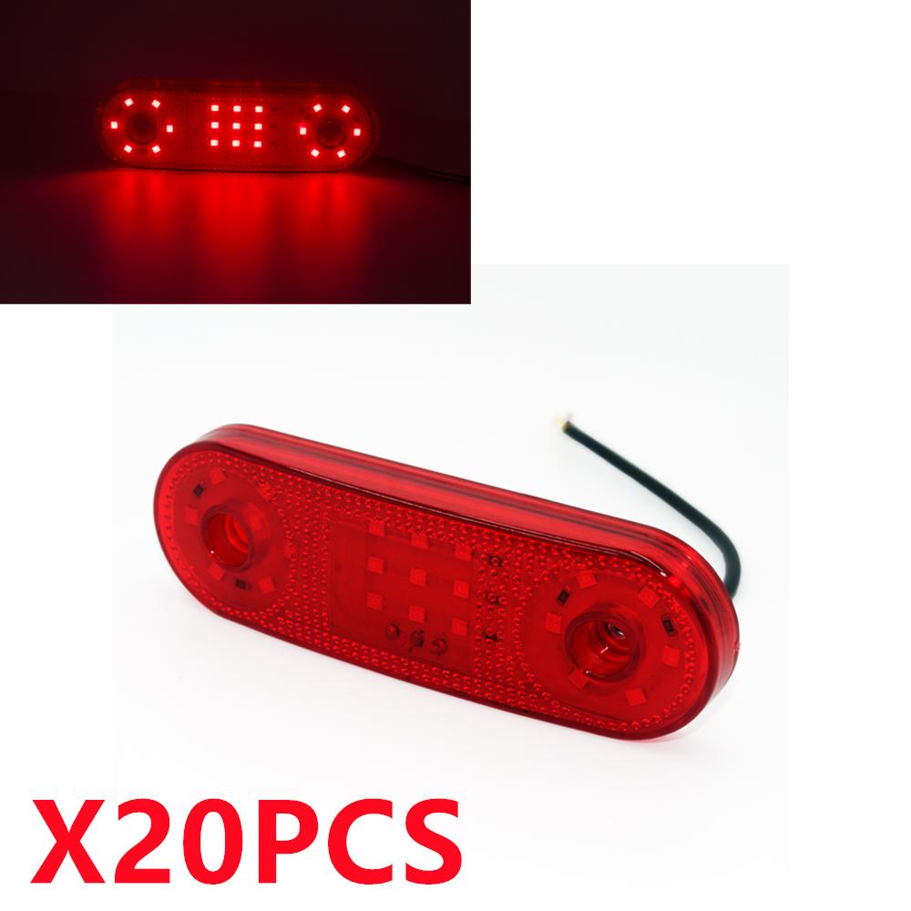 

20PCS Oval Side Lights 21LED Indicator Clearance Lights Car Side Marker Lights Waterproof for Truck Trailer LED Flash Lights червоний