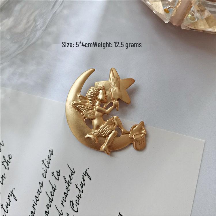 

Винтажная матовая золотая брошь: Элегантная женская брошь в придворном стиле, аксессуар для костюма