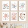 Pink Girl Room Ocean Whale Mermaid Posters Cartoon Animal Turtle Octopus Canvas Painting Print Pictures Kids Room Wall Art Decor