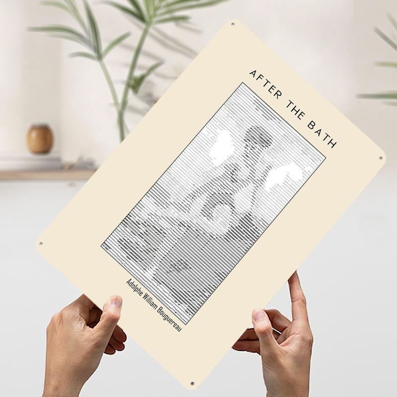 

After the Bath Adolphe William Bouguereau Metal Poster Customized Wall Art Retro Vintage Tinplate Signs for Home Decor Items 7.9x11.8In(20x30cm)