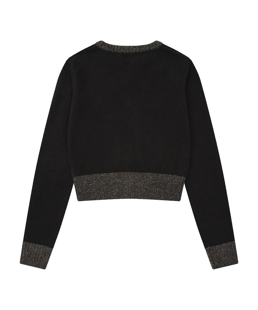 LMR Contrast Point Round Cardigan Black