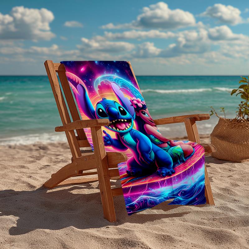 Ultra-Soft Beach Towel with Stitch Theme,Ideal for Pool - Camping, Diving - Perfect Travel Essential, Vibrant Beach Towel.