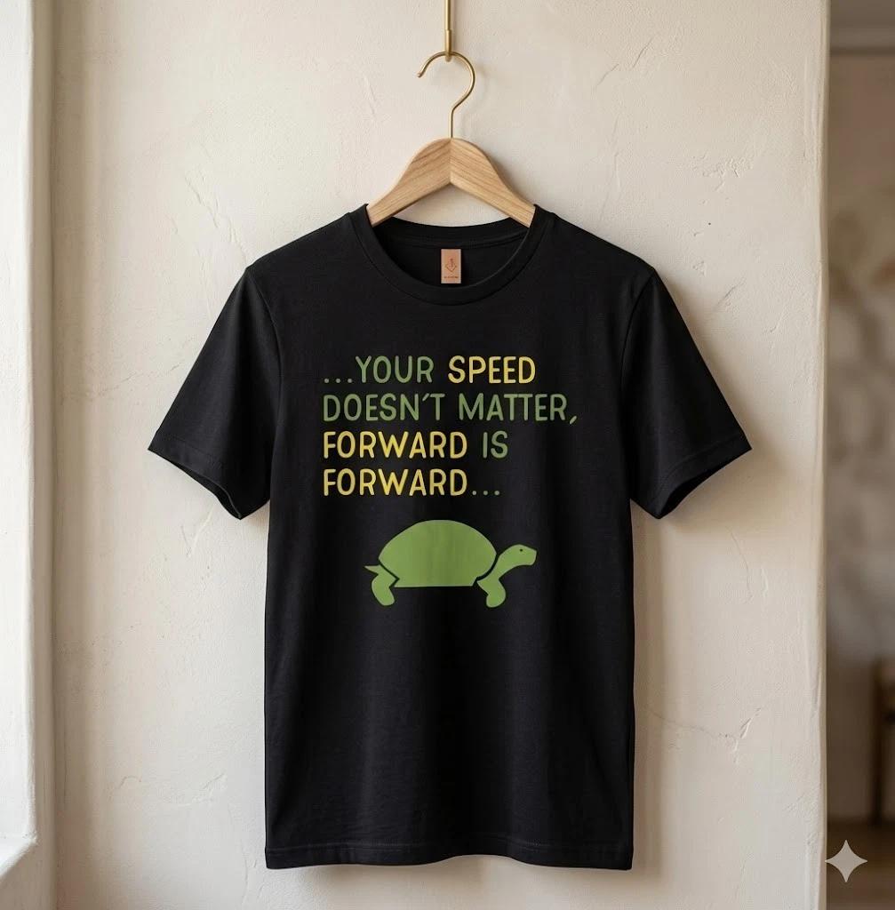 Unisex Adult Casual Quote Keep Moving Forward Turtle Motivational Q... L