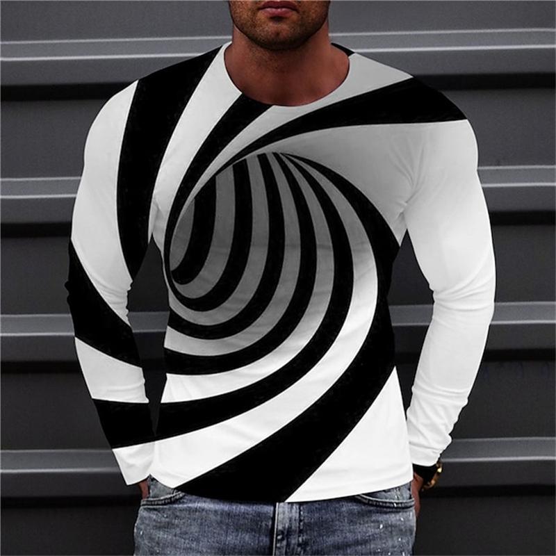 Funny Optical Illusions Graphic T Shirt Fashion Casual 3D Printed Long Sleeve T-shirt Catch Eyes Streetwear Personalization Tees
