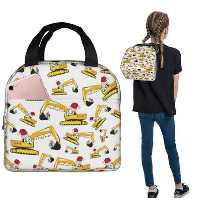 Christmas Excavator Construction Truck Insulated Lunch Bag for Women Kids Portable Food Boxes Thermal Lunch Box Tote