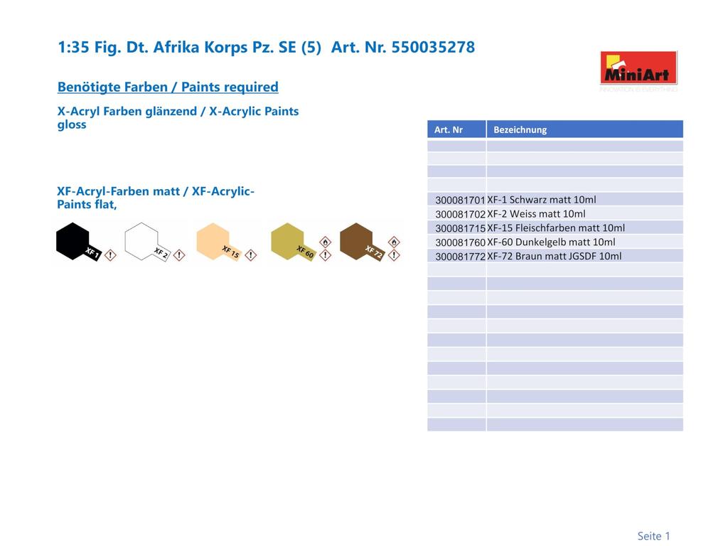Miniart 1/35 Scale German Tank Crew Africa Corps Figure Set (5 Figures) with Weapons and Equipment, Plastic Model Kit MA35278