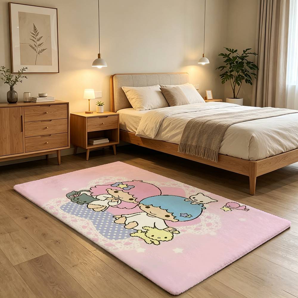 The Kawai L-Little Twin S-Star Cute Carpet Bathroom Anti-slip Mat Door Mat Home Decoration Mat Entrance Mat Scratch-resistant