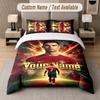 Set Biancheria da Letto Personalizzato Modello Cristiano Ronaldo, Stampa Nome Testo 1 Copripiumino più 2 Federe Tessile per la Casa