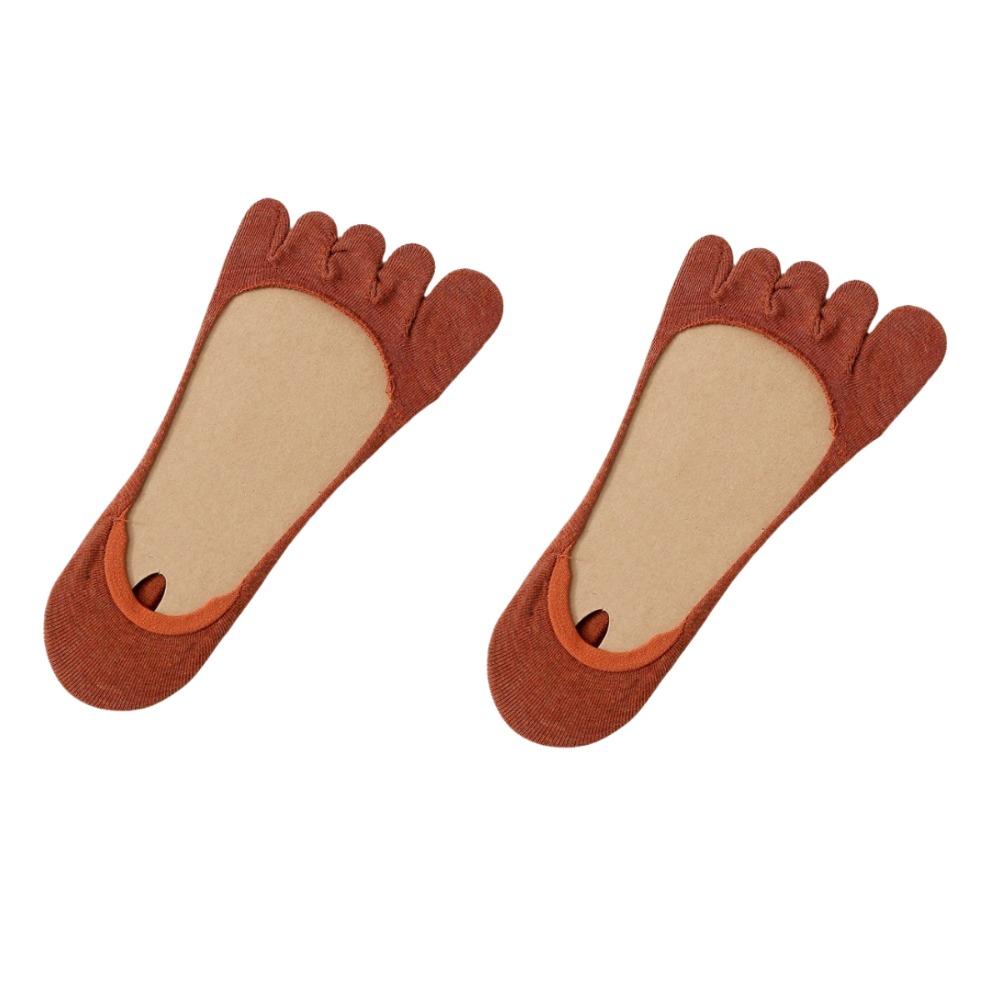 

2 пары тонких невидимых носков женские дышащие хлопковые носки-лодочки носки с пятью пальцами обувь с низким вырезом 2Pairs Brick Red