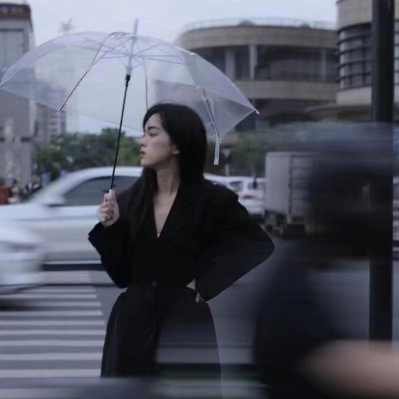 Strong wind resistance, increased pure transparent umbrella, automatic long-handled double transparent umbrella, white transparent umbrella