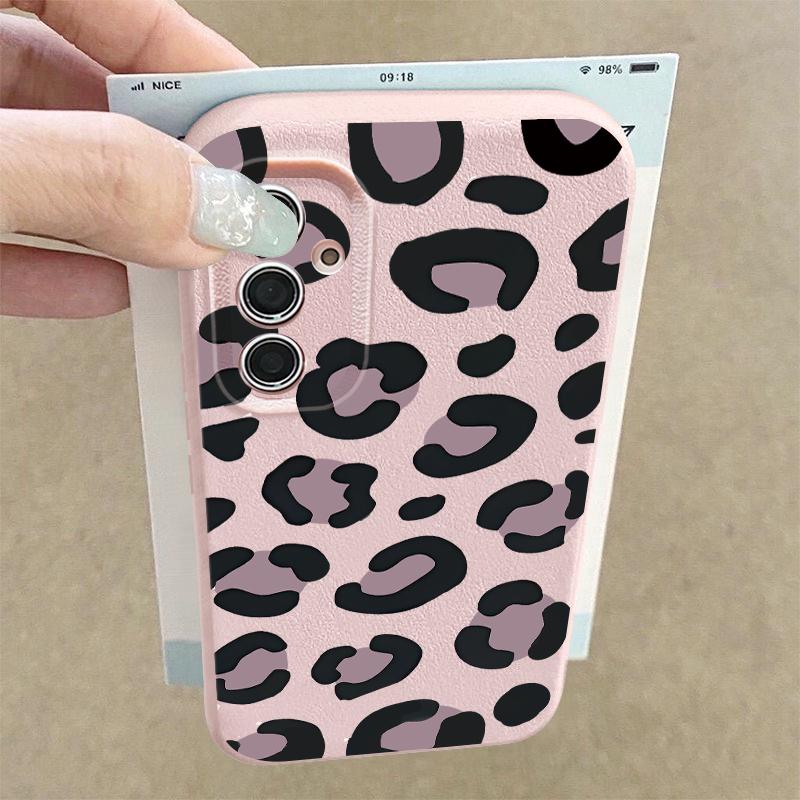 Leopardenmuster Handyhülle Für Samsung S26 Ultra S25 Edge S24 S23 Plus S22 S21 FE A15 A16 A17 A35 A36 A54 A55 A56 A57 5G Lederstruktur Weiche Hülle
