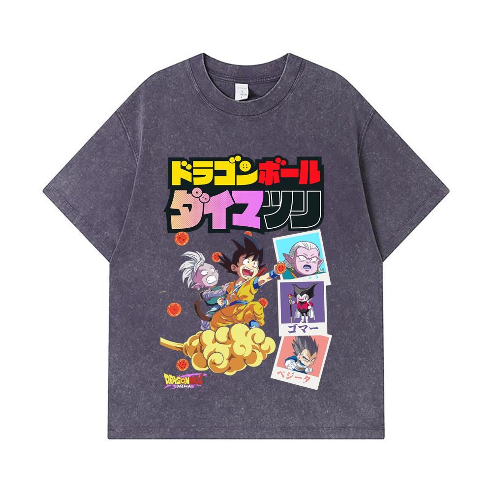 275 GSM Washed T-shirts 100% Cotton Dragon Ball V34 Daima Print Unisex Heavy Cotton T Shirt