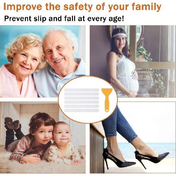 V-TOP 30 PCS Non Slip Shower Stickers, Safety Shower Non Slip Adhesive Strips Treads for Bathroom Floor Tub Stairs Ladders Pools Boats, Bathtub