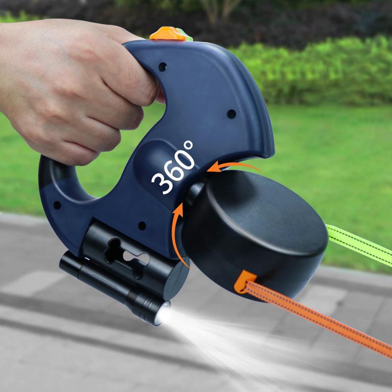 Double-Ended Pet Traction Rope Portable 360 Swivel Pets Leash with Night Light Retractable Outdoor Dog Walking Artifact