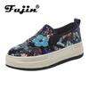 Fujin 4cm Synthetic Platform Wedge Summer Autumn Fashion Mesh Chunky Sneaker Flats Bling Leather Comfy High Brand Casual Shoes