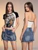 Sommer Koreanischer Stil Damen Jeansrock mit großen Taschen
