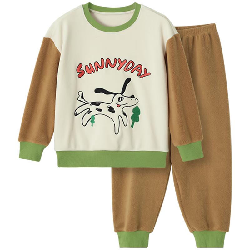 Jiubansu Boys  Warm Fleece Cartoon Pajama Set 110