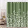 Black Floral Shower Curtain White Herbal And Wildflower Plant Vintage Waterproof Polyester Fabric Shower Curtain With Hooks