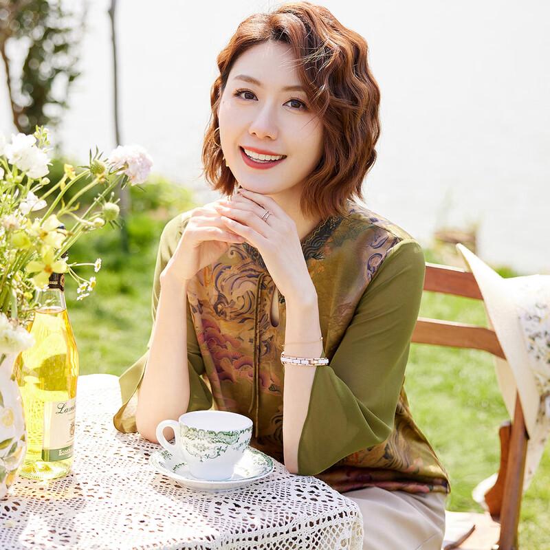 Pasite Autumn New Chinese Style Chiffon Top & Pants Set