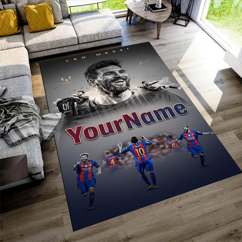 Messi Personalized Name Area Rug Design for Outdoor Decorate Room Hallway Entryway Antislip Carpet Anime Office Decor Gift for Festivals