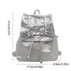 Tie Bow Backpack Y2k Student School Bag Portable Pu Leather Backpack  Children