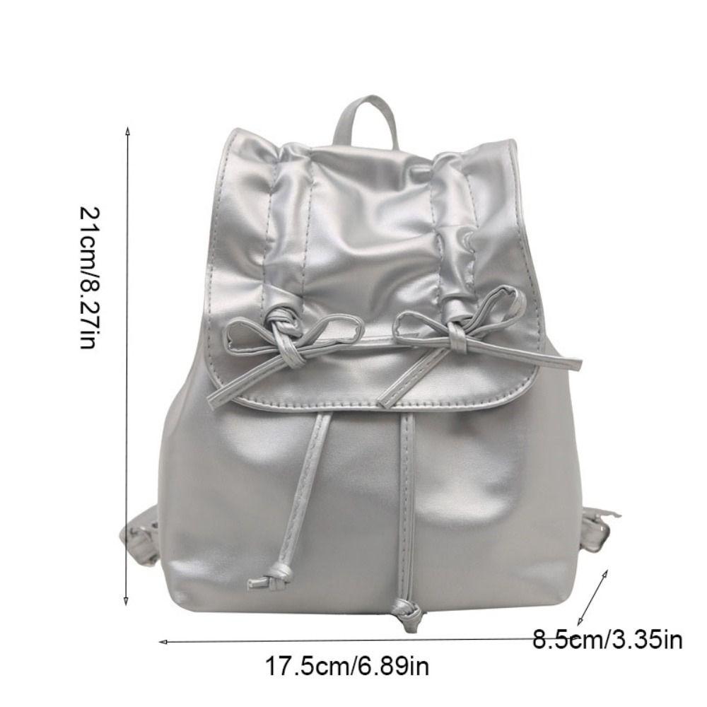Tie Bow Backpack Y2k Student School Bag Portable Pu Leather Backpack  Children