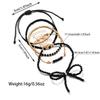 5 fashionable and simple black glass bead bow bracelet with adjustable braided bead bracelet set