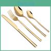 Steel Stainless Set 4pcs Dinnerware Cutlery Set Knife Fork Spoon Dinner Set Kitchentableware Black Flatware Set Dishwasher Safe
