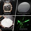 OLEVS 9950 Trend Brand Original Men's Watches Square Waterproof Chronograph Quartz Watch Luminous Leather Strap Male Wristwatch