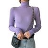 Women Knitting Tops Turtleneck Long Sleeve Solid Color Bottom Sweater Slim Fit Knitting Pullover Tops Autumn Winter Wear